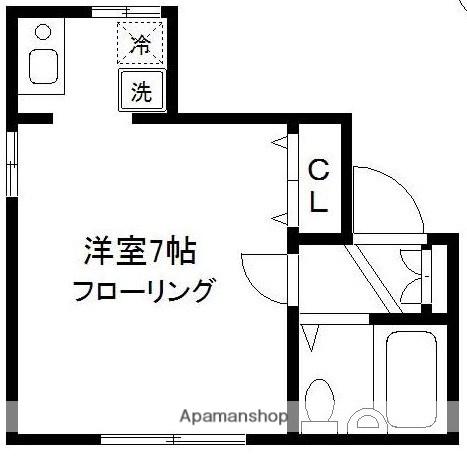 ドルフィン山崎Ⅰ(1K/2階)の間取り写真