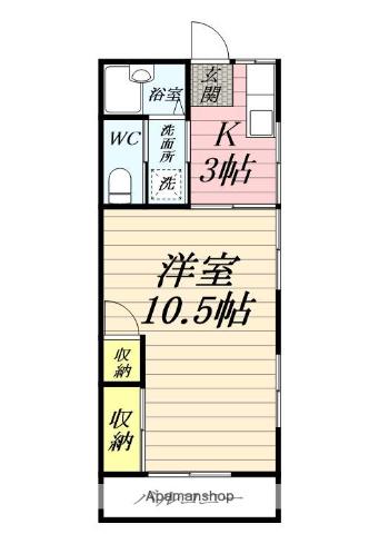 ハイム湘南台(1K/2階)の間取り写真