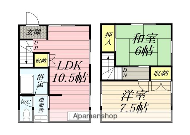 東海道本線 平塚駅 バス乗車時間：16分 大縄橋バス停で下車 徒歩8分 2階建 築40年(2LDK)の間取り写真