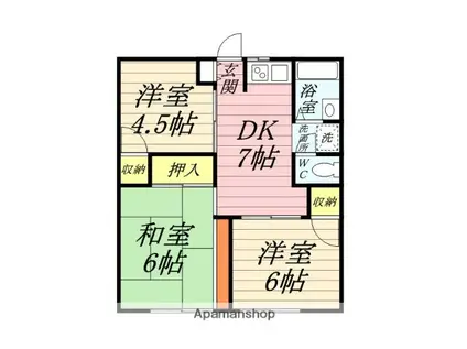 三橋ハイツA(3DK/2階)の間取り写真