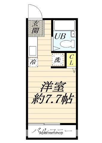 神明ハイツ(ワンルーム/2階)の間取り写真