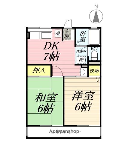 第6天城ハイツ(2DK/2階)の間取り写真