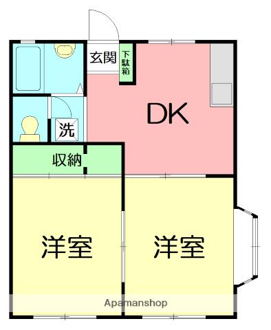 グリーンメゾンⅡ(2DK/1階)の間取り写真