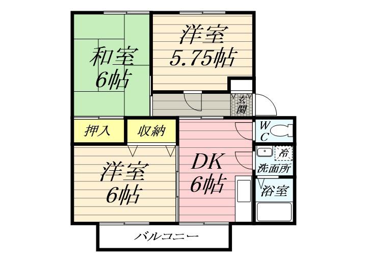 プラザ樹苑A棟(3DK/2階)の間取り写真