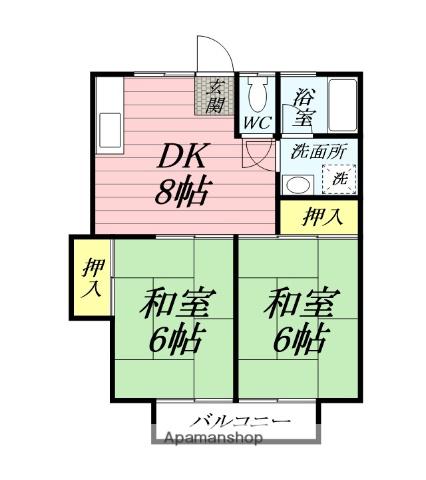 スカイハイツ(2DK/2階)の間取り写真