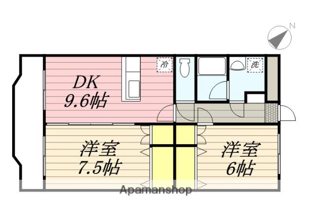 グランディールS(2DK/1階)の間取り写真