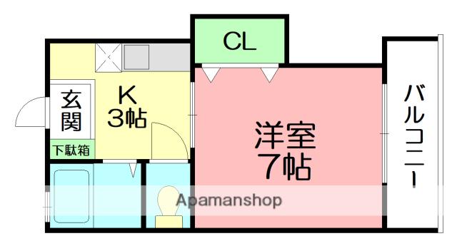 ウィンディ笹尾Ⅲ(1K/2階)の間取り写真