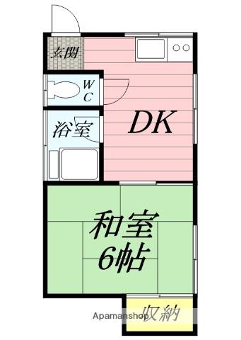 ハイツ丹沢(1DK/2階)の間取り写真
