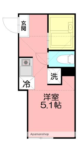 プライムテラス東海大学前Ⅲ(ワンルーム/2階)の間取り写真