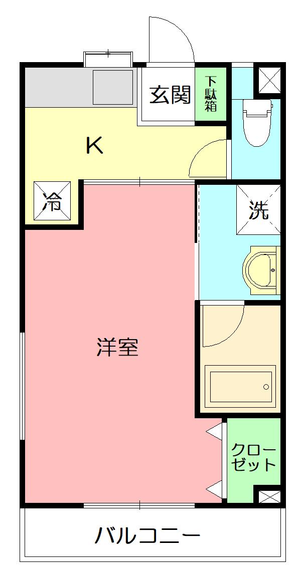 サウス OCEAN(1K/2階)の間取り写真