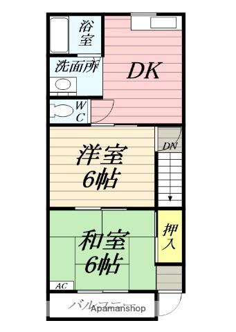 恵巳ハイツ(2DK/2階)の間取り写真