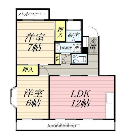 第3寿ハイツ(2LDK/4階)の間取り写真
