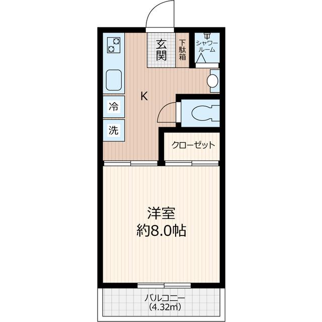 南矢名PRIMEPLACE(1K/2階)の間取り写真