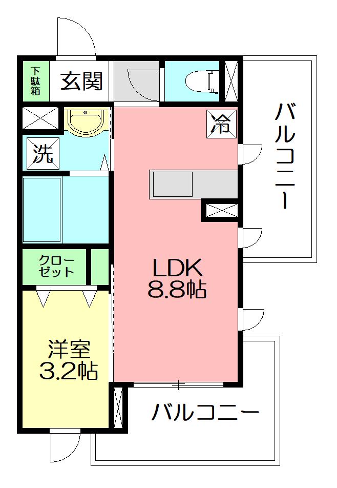 CONTRAIL 湘南(1LDK/2階)の間取り写真
