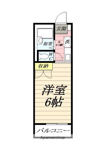 フォンティーヌ(ワンルーム/1階)の間取り写真