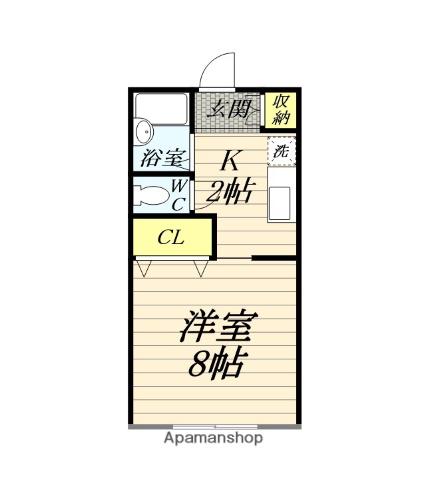 カルミア(ワンルーム/1階)の間取り写真