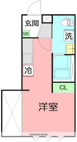サザンクロス東海大学(ワンルーム/2階)の間取り写真