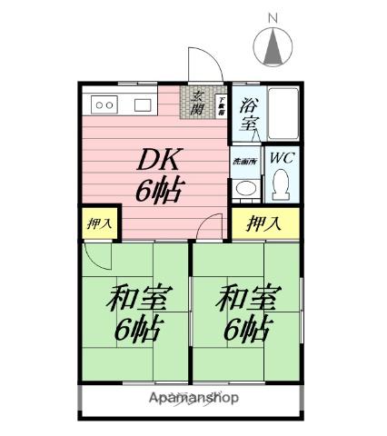 ハイツ下河原(2DK/2階)の間取り写真