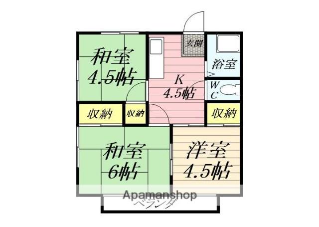渋沢ハイツNO.1(3K/2階)の間取り写真