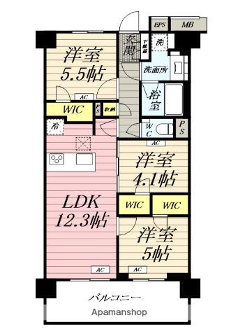 パレステージ茅ヶ崎Ⅱ(3LDK/10階)の間取り写真