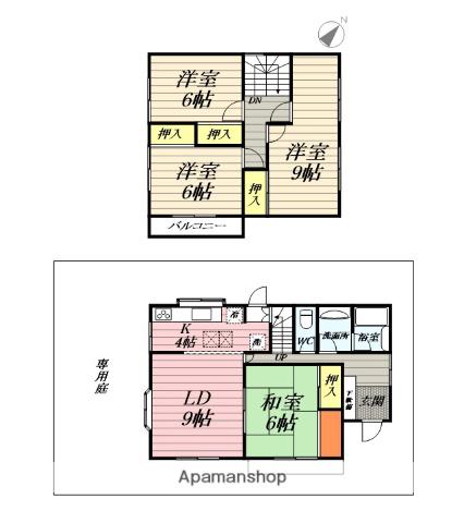 東海道本線 藤沢駅 バス乗車時間：10分 高谷小学校入口バス停で下車 徒歩4分 2階建 築46年(4LDK)の間取り写真