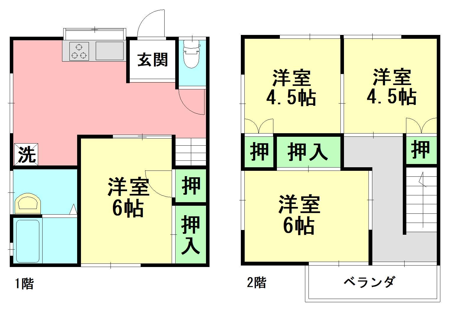 吉川テラスハウス(4DK)の間取り写真