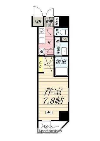 ラグゼナ平塚(1K/3階)の間取り写真