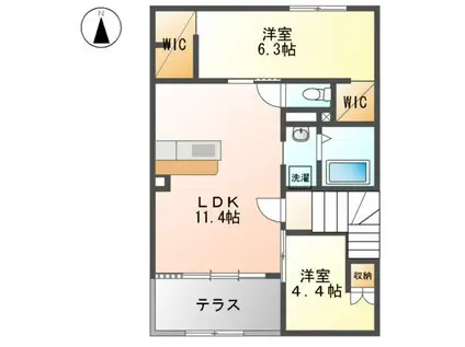 平塚市東真土アパート工事(2LDK/2階)の間取り写真