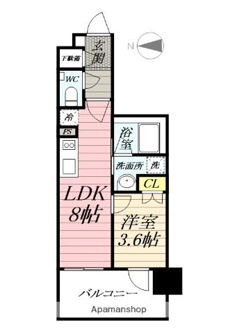デュオステージ相模大塚(1LDK/9階)の間取り写真
