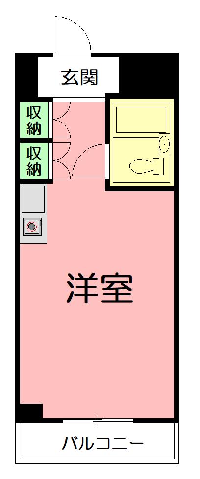 ベルフラワーハイツ伊勢原(ワンルーム/6階)の間取り写真