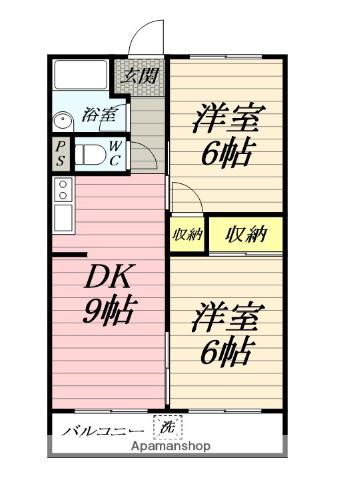 大雄山マンション(2DK/2階)の間取り写真
