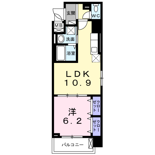 スアヴィス平塚宝町(1LDK/5階)の間取り写真