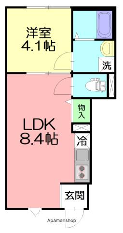 ロンディネ夕陽ヶ丘(1LDK/1階)の間取り写真