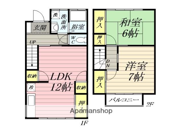 テラスハウスオーキッド１(2LDK)の間取り写真