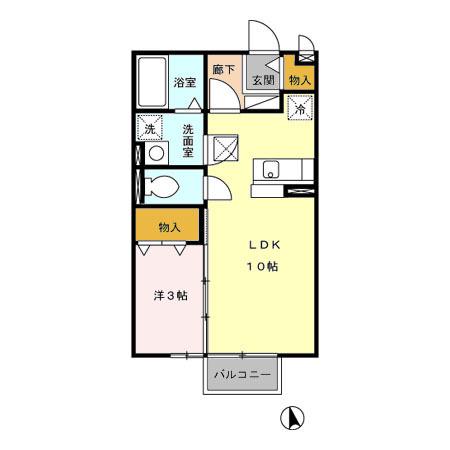 メゾン・ド・コンフォール(1LDK/1階)の間取り写真