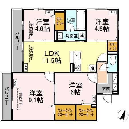 レジデンス湘南II(4LDK/2階)の間取り写真
