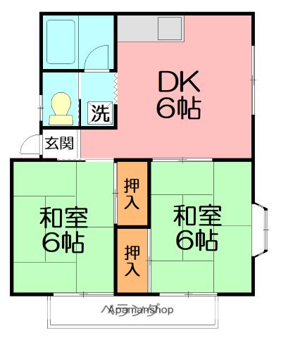 ヨーハイツ(2DK/2階)の間取り写真