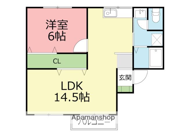 ライムハイツ(1LDK/2階)の間取り写真