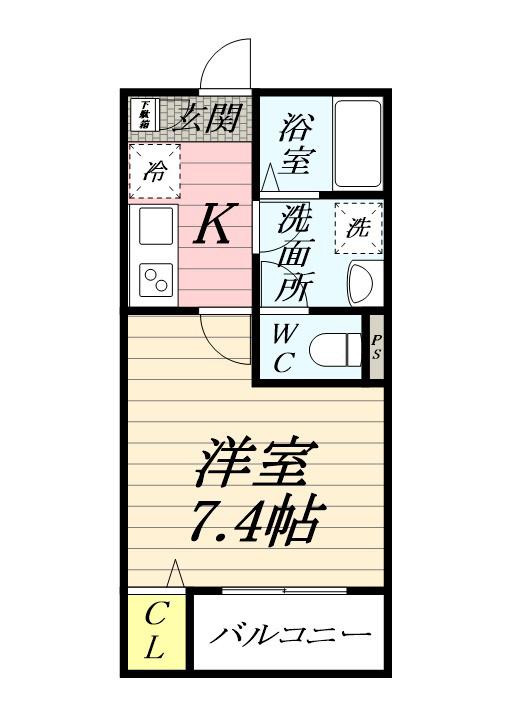 ジーメゾン伊勢原高森(1K/3階)の間取り写真