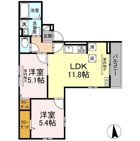 ブリーズコースト B(2LDK/1階)の間取り写真