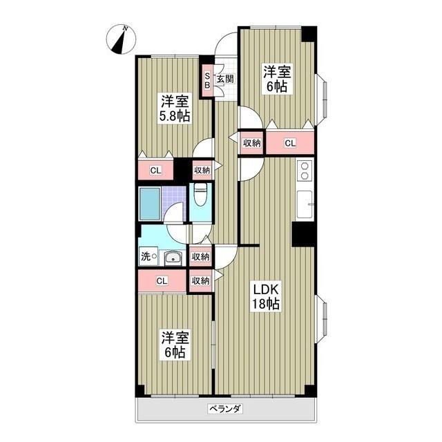 モンメール大磯(3LDK/1階)の間取り写真