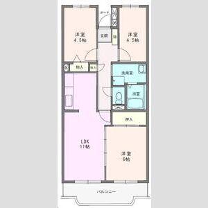 フォーレスト城北A(3LDK/1階)の間取り写真