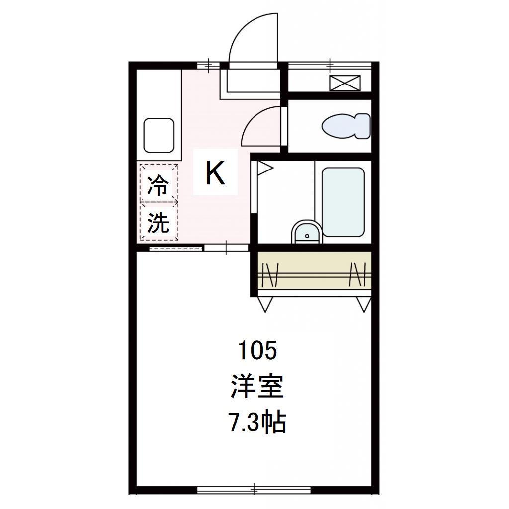 グレース海岸(1K/1階)の間取り写真