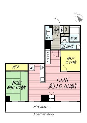 クローバーライフ桜森(1SLDK/6階)の間取り写真