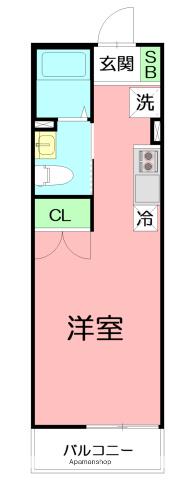 エルミタージュ東海大学(1K/1階)の間取り写真