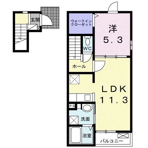 セスト湘南(1LDK/2階)の間取り写真