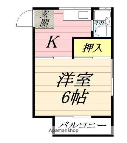 第2林間コーポ(1K/2階)の間取り写真