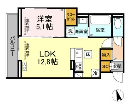 ロイヤルヒルズ(1LDK/1階)の間取り写真