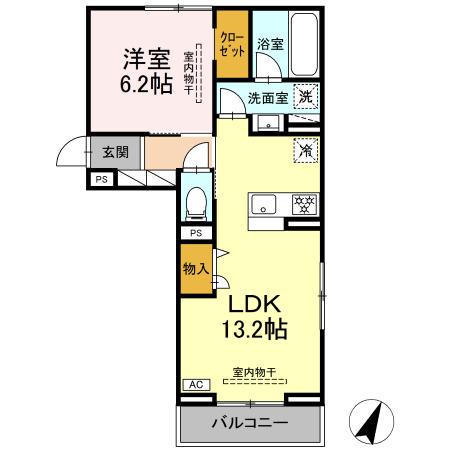 ビラフランカ(1LDK/2階)の間取り写真