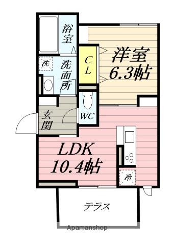 プランドールタナカ(1LDK/1階)の間取り写真